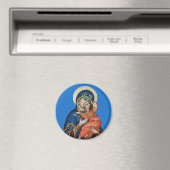 Icon des Theotokos Round Magnet (In Situ (Geschirrspüler))