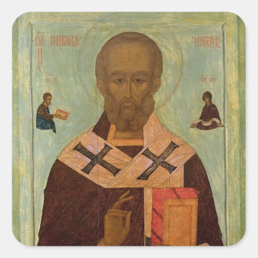Icon of St. Nicholas Quadratischer Aufkleber (Vorderseite)
