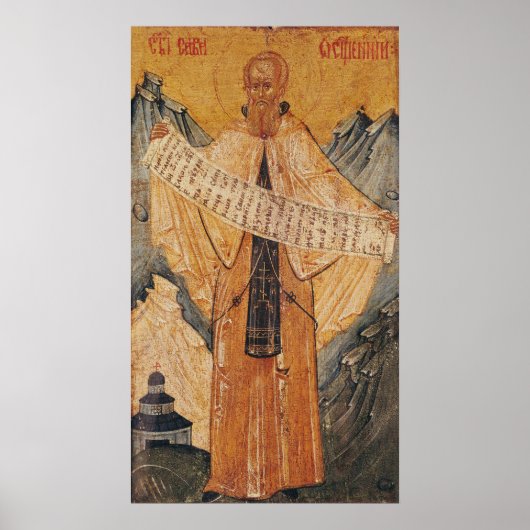Icon of St. Sabas of Jerusalem, 1572 Poster (Vorne)