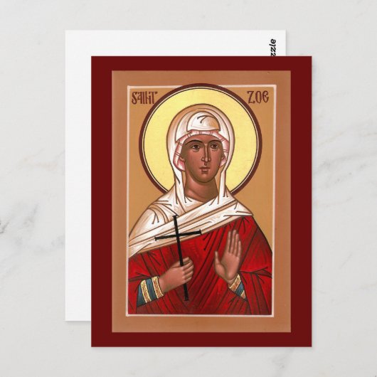 Icon Prayer Card Saint Zoe — Leere auf der Rücksei Postkarte (Vorne/Hinten)