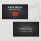 Icon Real Anwesen | Sleek Black Metallic Visitenkarte (Vorne/Hinten)