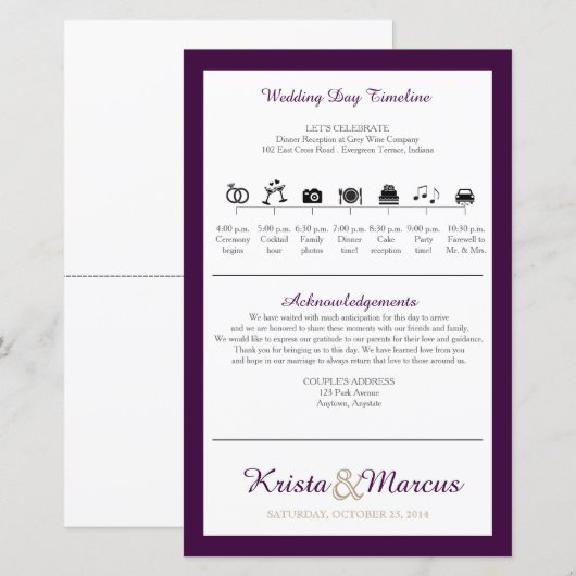 Icon TImeline Wedding Program (Vorne/Hinten)
