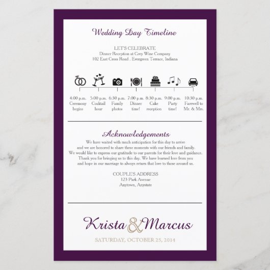 Icon TImeline Wedding Program (Vorderseite)