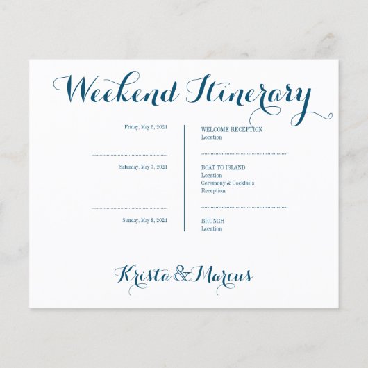 Icon Wedding Itinerary (Rückseite)