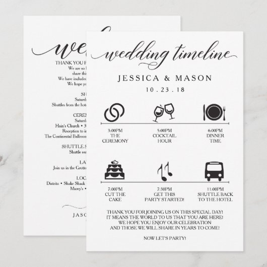 Icon Wedding Itinerary und Begrüßung (Vorne/Hinten)