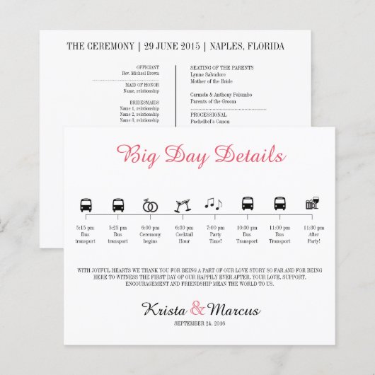 Icon Wedding Timeline Programm (Vorne/Hinten)