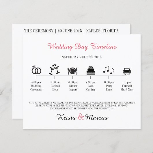 Icon Wedding Timeline Programm (Vorne/Hinten)