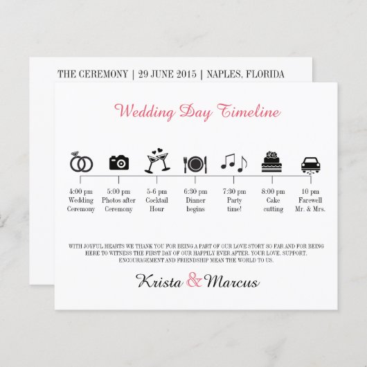 Icon Wedding Timeline Programm (Vorne/Hinten)