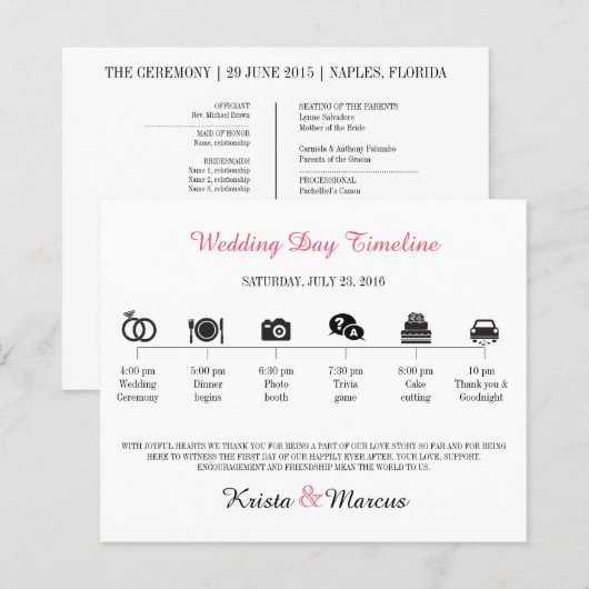 Icon Wedding Timeline Programm (Vorne/Hinten)