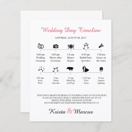 Icon Wedding Timeline Programm (Vorne/Hinten)