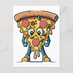 Icône souriante Pizza mignonne Postkarte