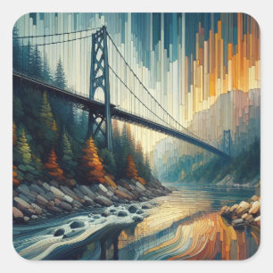 Iconic American Bridge Design Quadratischer Aufkleber
