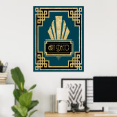 Iconic Art Deco - Aquamarin Schwarz und Gold Poster (Heimbüro)
