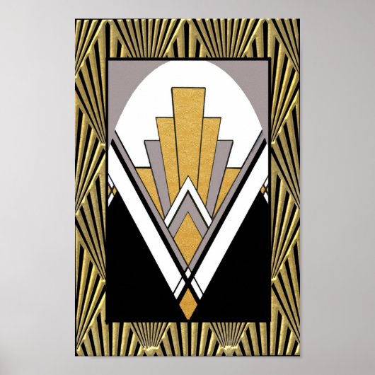 Iconic Art Deco Poster. Gold, grau und schwarz. Poster (Vorne)