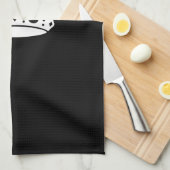 Iconic Behielt Calm Crown auf Black Geschirrtuch (Viertel Falte)