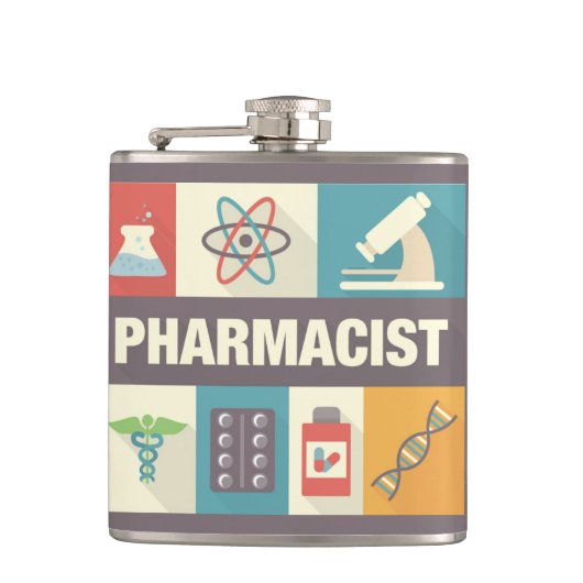 Iconic, beruflicher Apotheker Flachmann (Vorderseite)