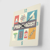 Iconic, beruflicher Apotheker Quadratische Wanduhr (Winkel)