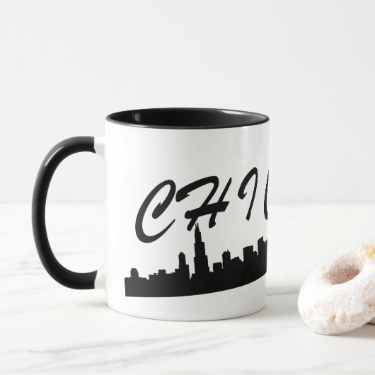 Iconic Chicago City Skyline Tasse (Mit Donut)