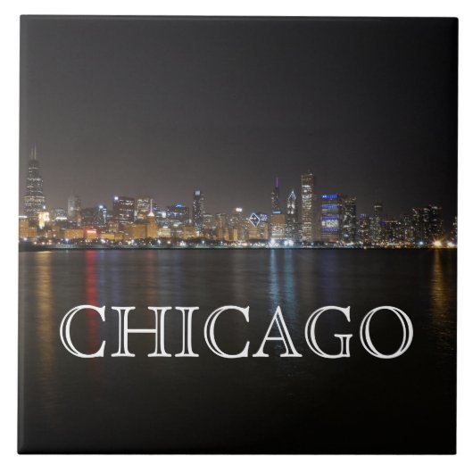Iconic Chicago Skyline über Lake Michigan Fliese (Vorderseite)