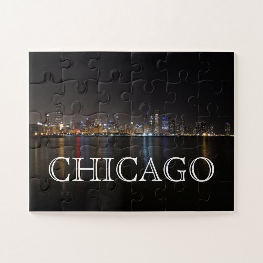 Iconic Chicago Skyline über Lake Michigan Puzzle (Horizontal)