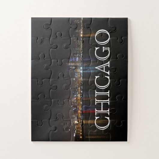 Iconic Chicago Skyline über Lake Michigan Puzzle (Vertikal)