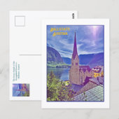 ICONIC CHURCH STEEPLE, HALLSTATT, AUSTRIA POSTKARTE (Vorne/Hinten)
