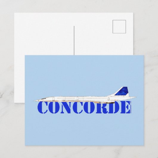 Iconic Concorde Jet mit fett blauer Typografie Postkarte (Vorne/Hinten)