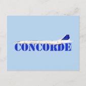 Iconic Concorde Jet mit fett blauer Typografie Postkarte (Vorderseite)
