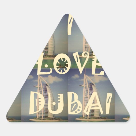 Iconic Dubai: "I Liebe Dubai" Vector Graphic Desig Dreieckiger Aufkleber (Vorderseite)
