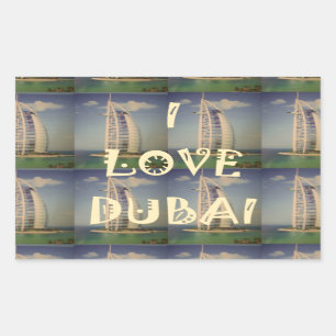 Iconic Dubai: "I Liebe Dubai" Vector Graphic Desig Rechteckiger Aufkleber