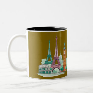 Iconic Europe: Sehenswürdigkeiten Panorama-Tasse Zweifarbige Tasse