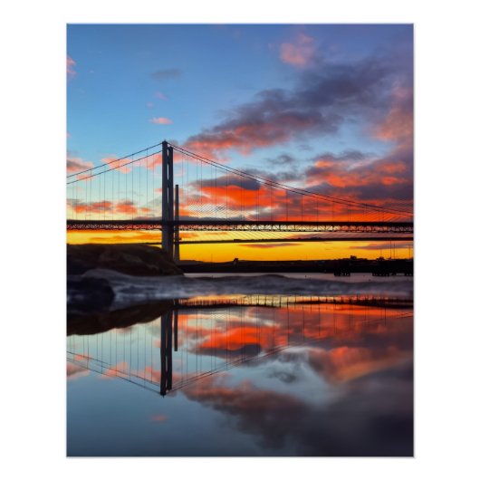 Iconic Forth Bridges Sunset Reflection Art Print  Poster (Vorderseite)