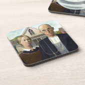 Iconic Grant Wood American Gothic Getränkeuntersetzer (Linke Seite)