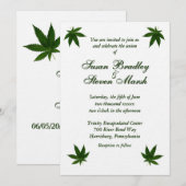 Iconic Green Leaf on White Wedding Einladung (Vorne/Hinten)