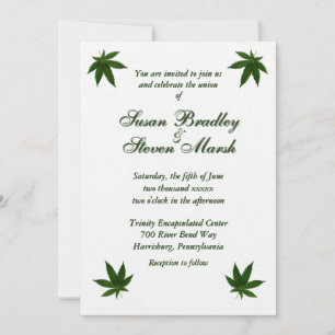 Iconic Green Leaf on White Wedding Einladung