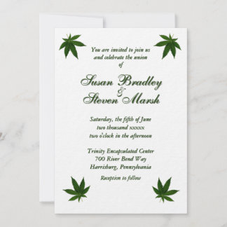 Iconic Green Leaf on White Wedding Einladung
