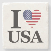 Iconic "I ❤️ USA" Stone Untersetzer (Vorderseite)