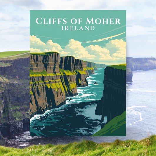 Iconic Irish Sehenswürdigkeit Cliffs of Moher Irel Postkarte