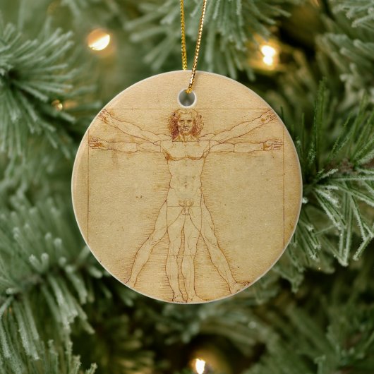 Iconic Leonardo da Vinci Vetruvian Man Keramik Ornament (Baum)