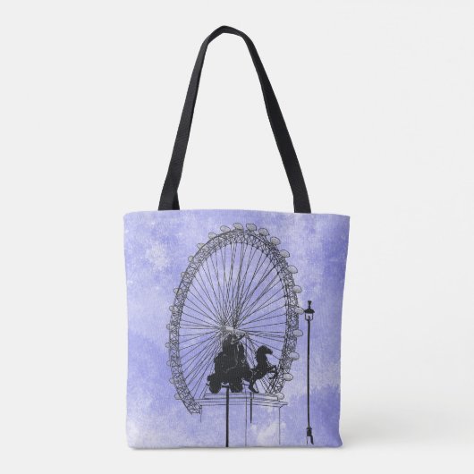 Iconic London Attraction Pen und Ink Blue Violet Tasche (Rückseite)