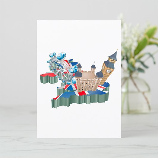 Iconic London Sehenswürdigkeiten UK Map British Tr Einladung