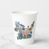 Iconic London Sehenswürdigkeiten UK Map British Tr Pappbecher (Vorderseite)