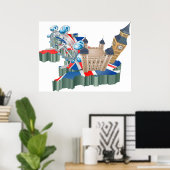 Iconic London Sehenswürdigkeiten UK Map British Tr Poster (Heimbüro)