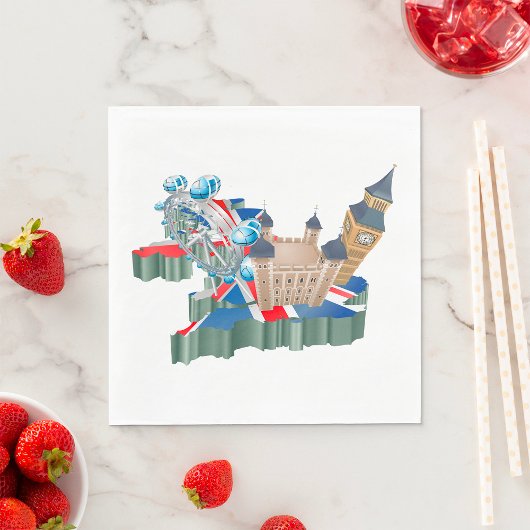 Iconic London Sehenswürdigkeiten UK Map British Tr Serviette