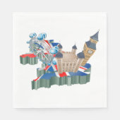 Iconic London Sehenswürdigkeiten UK Map British Tr Serviette (Vorderseite)