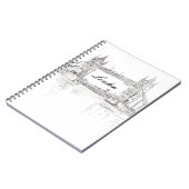 Iconic London Tower Bridge Black and White Zeichne Notizblock (Linke Seite)