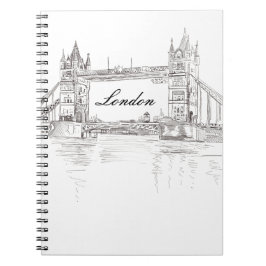 Iconic London Tower Bridge Black and White Zeichne Notizblock