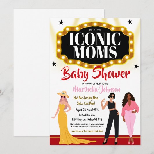 Iconic Mamas Kinderdusche Einladung (Vorne/Hinten)