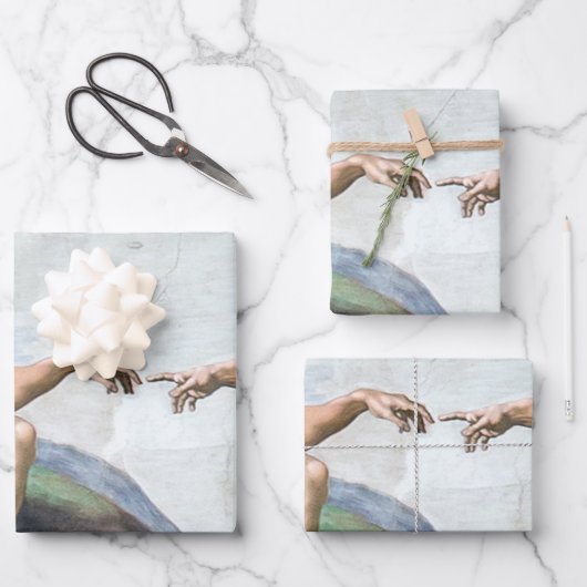 Iconic Michelangelo Creation of Adam Poster Geschenkpapier Set (Vorderseite)
