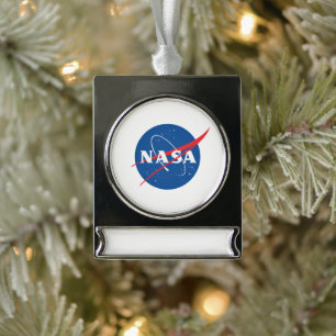 Iconic NASA Banner Ornament (Silver Tone)